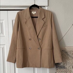 Anthropologie Maeve Tan Double-Breasted Blazer